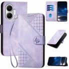 For Redmi Turbo 4 Pro / Xiaomi Poco F7 YX0080 Grid Butterfly Embossed Pattern Leather Phone Case with Lanyard(Light Purple) - 1