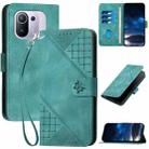 For Xiaomi Mi 11 Pro YX0080 Grid Butterfly Embossed Pattern Flip Leather Phone Case with Lanyard(Light Blue) - 1