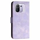 For Xiaomi Mi 11 Pro YX0080 Grid Butterfly Embossed Pattern Flip Leather Phone Case with Lanyard(Light Purple) - 3