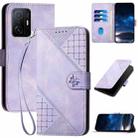 For Xiaomi Mi 11T YX0080 Grid Butterfly Embossed Pattern Flip Leather Phone Case with Lanyard(Light Purple) - 1