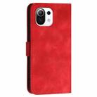 For Xiaomi Mi 11 Lite YX0080 Grid Butterfly Embossed Pattern Flip Leather Phone Case with Lanyard(Red) - 3