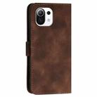 For Xiaomi Mi 11 Lite YX0080 Grid Butterfly Embossed Pattern Flip Leather Phone Case with Lanyard(Coffee) - 3