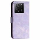For Xiaomi 13T YX0080 Grid Butterfly Embossed Pattern Flip Leather Phone Case with Lanyard(Light Purple) - 3