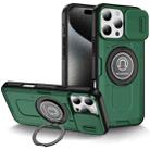 For iPhone 16 Pro Max Sliding Camshield TPU Hybrid PC Magnetic Holder Phone Case(Dark Green) - 1