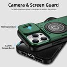 For iPhone 16 Pro Max Sliding Camshield TPU Hybrid PC Magnetic Holder Phone Case(Dark Green) - 3