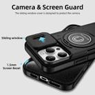 For iPhone 16 Pro Max Sliding Camshield TPU Hybrid PC Magnetic Holder Phone Case(Black) - 3