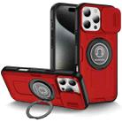 For iPhone 16 Pro Max Sliding Camshield TPU Hybrid PC Magnetic Holder Phone Case(Red) - 1