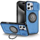 For iPhone 16 Pro Max Sliding Camshield TPU Hybrid PC Magnetic Holder Phone Case(Sky Blue) - 1