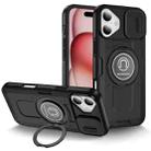 For iPhone 16 Plus Sliding Camshield TPU Hybrid PC Magnetic Holder Phone Case(Black) - 1