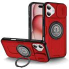 For iPhone 16 Plus Sliding Camshield TPU Hybrid PC Magnetic Holder Phone Case(Red) - 1