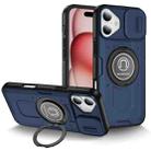 For iPhone 16 Plus Sliding Camshield TPU Hybrid PC Magnetic Holder Phone Case(Dark Blue) - 1