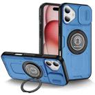 For iPhone 16 Plus Sliding Camshield TPU Hybrid PC Magnetic Holder Phone Case(Sky Blue) - 1