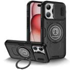 For iPhone 15 Pro Sliding Camshield TPU Hybrid PC Magnetic Holder Phone Case(Black) - 1