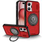 For iPhone 15 Pro Sliding Camshield TPU Hybrid PC Magnetic Holder Phone Case(Red) - 1