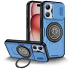 For iPhone 15 Pro Sliding Camshield TPU Hybrid PC Magnetic Holder Phone Case(Sky Blue) - 1