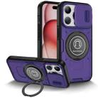 For iPhone 15 Pro Sliding Camshield TPU Hybrid PC Magnetic Holder Phone Case(Purple) - 1