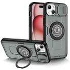 For iPhone 15 Plus Sliding Camshield TPU Hybrid PC Magnetic Holder Phone Case(Grey) - 1