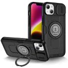 For iPhone 14 Plus Sliding Camshield TPU Hybrid PC Magnetic Holder Phone Case(Black) - 1