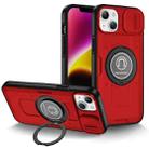 For iPhone 14 Plus Sliding Camshield TPU Hybrid PC Magnetic Holder Phone Case(Red) - 1