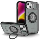 For iPhone 14 Plus Sliding Camshield TPU Hybrid PC Magnetic Holder Phone Case(Grey) - 1