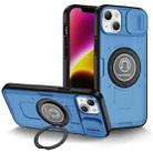 For iPhone 14 Plus Sliding Camshield TPU Hybrid PC Magnetic Holder Phone Case(Sky Blue) - 1