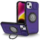 For iPhone 14 Plus Sliding Camshield TPU Hybrid PC Magnetic Holder Phone Case(Purple) - 1