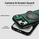 For iPhone 14 Sliding Camshield TPU Hybrid PC Magnetic Holder Phone Case(Dark Green) - 3