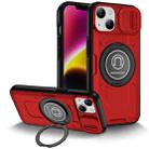 For iPhone 14 Sliding Camshield TPU Hybrid PC Magnetic Holder Phone Case(Red) - 1