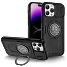 For iPhone 14 Pro Max Sliding Camshield TPU Hybrid PC Magnetic Holder Phone Case(Black) - 1