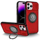 For iPhone 14 Pro Max Sliding Camshield TPU Hybrid PC Magnetic Holder Phone Case(Red) - 1