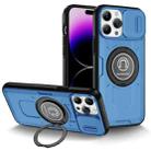 For iPhone 14 Pro Max Sliding Camshield TPU Hybrid PC Magnetic Holder Phone Case(Sky Blue) - 1