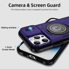 For iPhone 14 Pro Max Sliding Camshield TPU Hybrid PC Magnetic Holder Phone Case(Purple) - 3