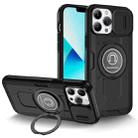 For iPhone 13 Pro Max Sliding Camshield TPU Hybrid PC Magnetic Holder Phone Case(Black) - 1