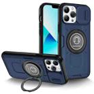 For iPhone 13 Pro Max Sliding Camshield TPU Hybrid PC Magnetic Holder Phone Case(Dark Blue) - 1