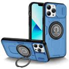 For iPhone 13 Pro Max Sliding Camshield TPU Hybrid PC Magnetic Holder Phone Case(Sky Blue) - 1