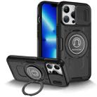 For iPhone 13 Pro Sliding Camshield TPU Hybrid PC Magnetic Holder Phone Case(Black) - 1