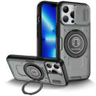 For iPhone 13 Pro Sliding Camshield TPU Hybrid PC Magnetic Holder Phone Case(Grey) - 1