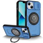 For iPhone 13 Sliding Camshield TPU Hybrid PC Magnetic Holder Phone Case(Sky Blue) - 1