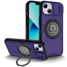 For iPhone 13 Sliding Camshield TPU Hybrid PC Magnetic Holder Phone Case(Purple) - 1