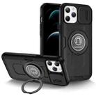 For iPhone 12 Pro Max Sliding Camshield TPU Hybrid PC Magnetic Holder Phone Case(Black) - 1