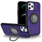 For iPhone 12 Pro Max Sliding Camshield TPU Hybrid PC Magnetic Holder Phone Case(Purple) - 1