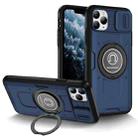 For iPhone 11 Pro Max Sliding Camshield TPU Hybrid PC Magnetic Holder Phone Case(Dark Blue) - 1