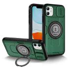 For iPhone 11 Sliding Camshield TPU Hybrid PC Magnetic Holder Phone Case(Dark Green) - 1