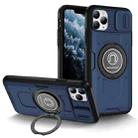 For iPhone 11 Pro Sliding Camshield TPU Hybrid PC Magnetic Holder Phone Case(Dark Blue) - 1