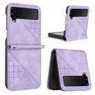 For Samsung Galaxy Z Flip3 5G YX0080 Grid Butterfly Embossed Pattern Flip Leather Phone Case with Lanyard(Light Purple) - 1