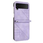 For Samsung Galaxy Z Flip3 5G YX0080 Grid Butterfly Embossed Pattern Flip Leather Phone Case with Lanyard(Light Purple) - 2