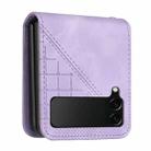 For Samsung Galaxy Z Flip3 5G YX0080 Grid Butterfly Embossed Pattern Flip Leather Phone Case with Lanyard(Light Purple) - 3