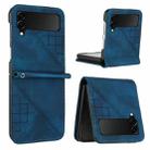 For Samsung Galaxy Z Flip4 YX0080 Grid Butterfly Embossed Pattern Flip Leather Phone Case with Lanyard(Dark Blue) - 1