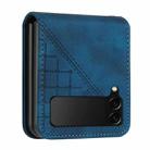 For Samsung Galaxy Z Flip4 YX0080 Grid Butterfly Embossed Pattern Flip Leather Phone Case with Lanyard(Dark Blue) - 3