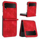 For Samsung Galaxy Z Flip4 YX0080 Grid Butterfly Embossed Pattern Flip Leather Phone Case with Lanyard(Red) - 1